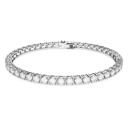 Swarovski Jewelry Matrix Tennis bracelet Round cut, White, Rhodium plated 5648937