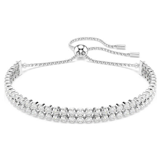 Swarovski Matrix Tennis bracelet Round cut, White, Rhodium plated 5678252