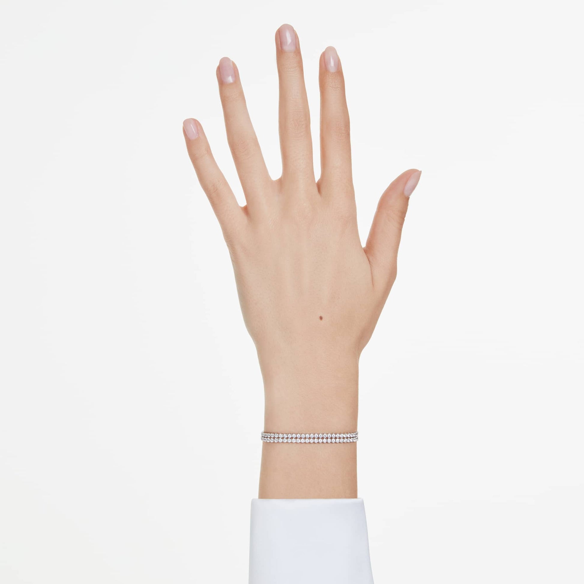 Swarovski Matrix Tennis bracelet Round cut, White, Rhodium plated 5678252