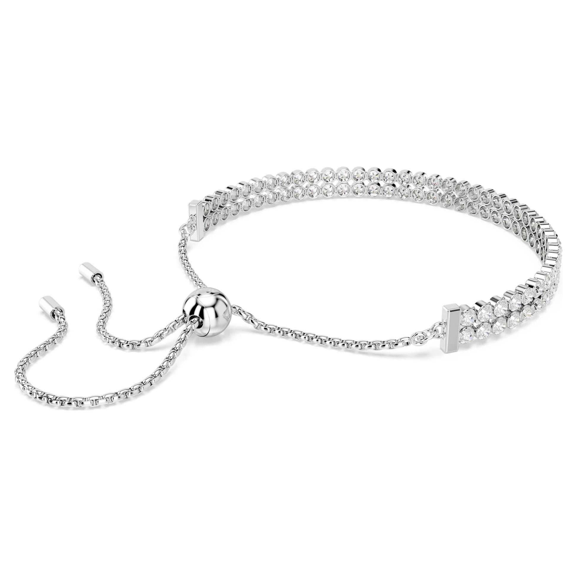 Swarovski Matrix Tennis bracelet Round cut, White, Rhodium plated 5678252