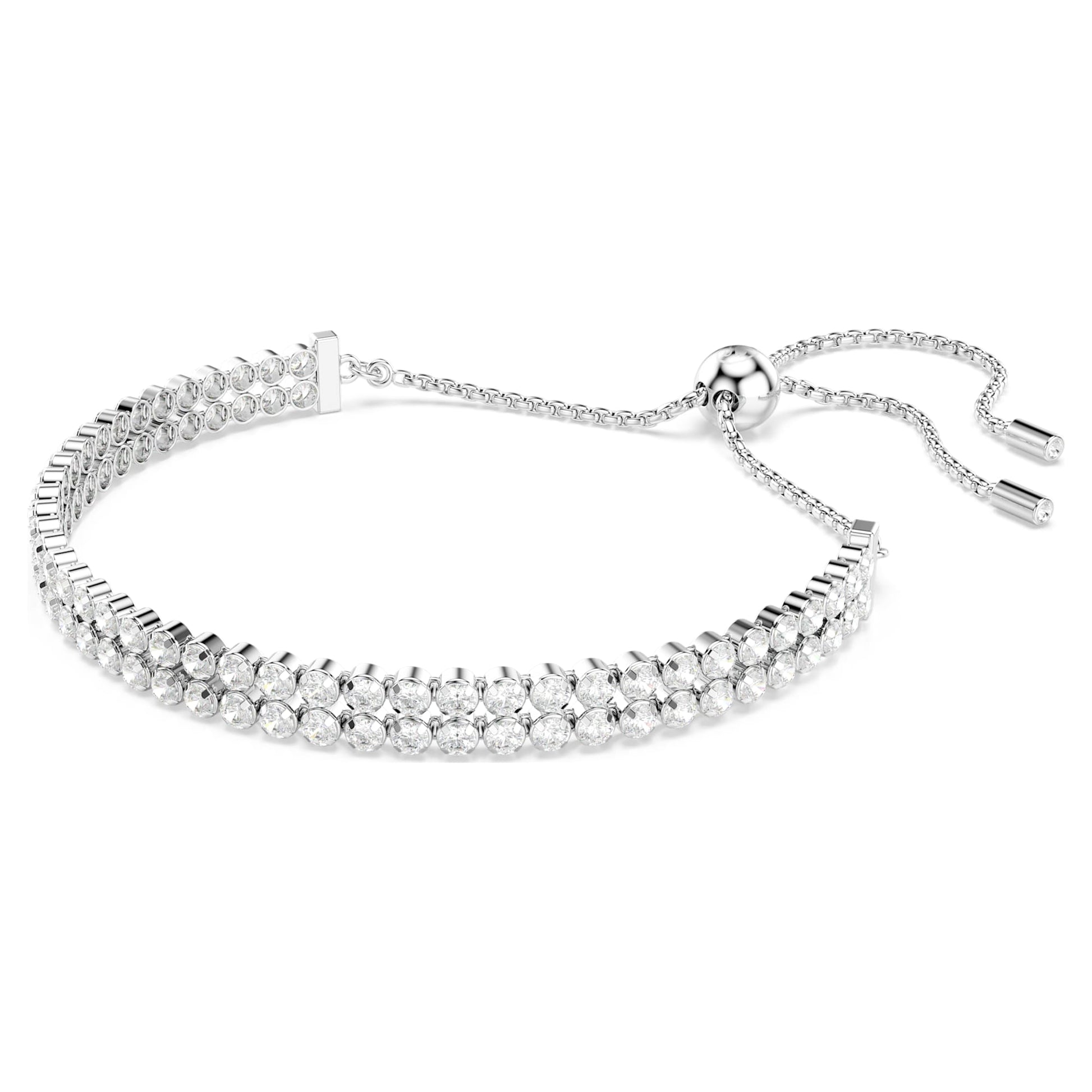Swarovski Matrix Tennis bracelet Round cut, White, Rhodium plated 5678252