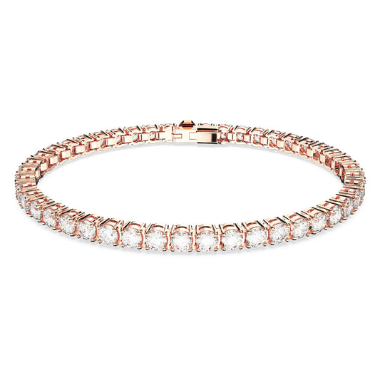 Swarovski Jewelry Matrix Tennis bracelet Round cut, White, Rose gold-tone plated 5657661