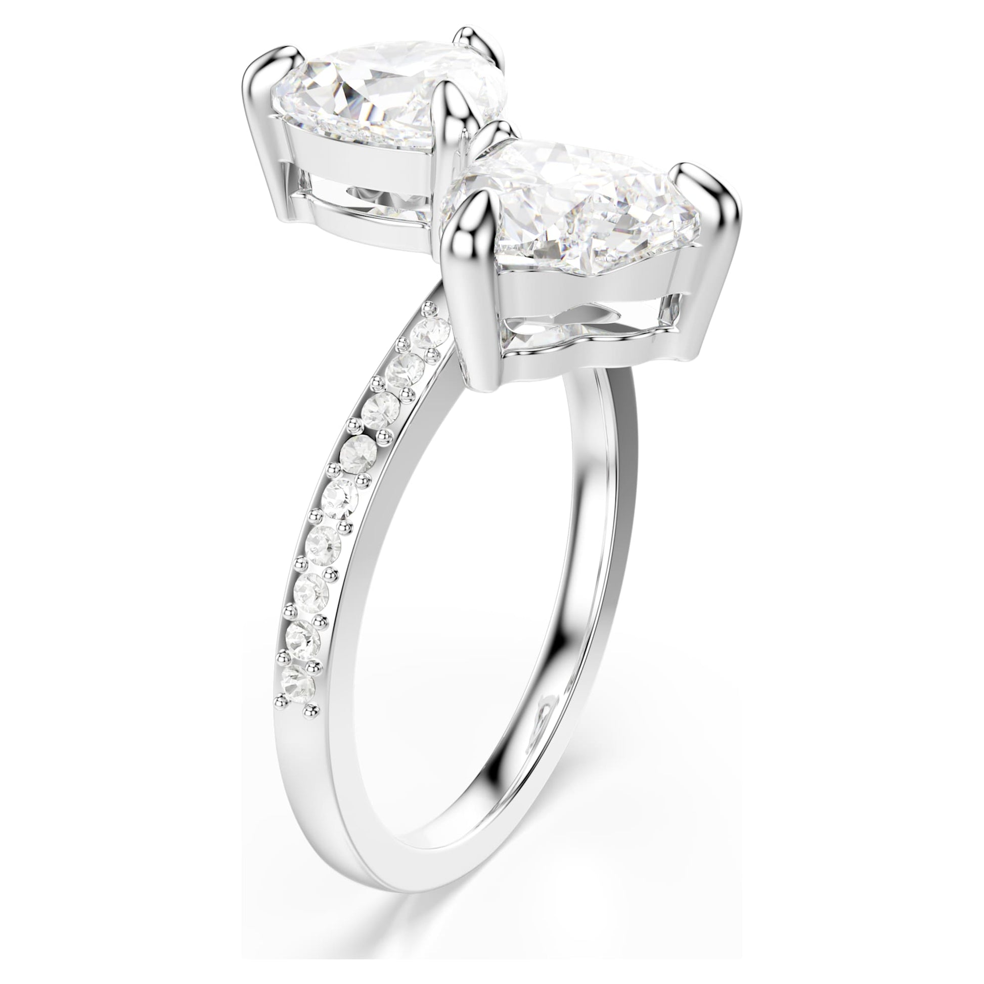 Swarovski Mesmera Attract open ring Heart cut, Pavé, Heart, White, Silver-tone finish 5705591