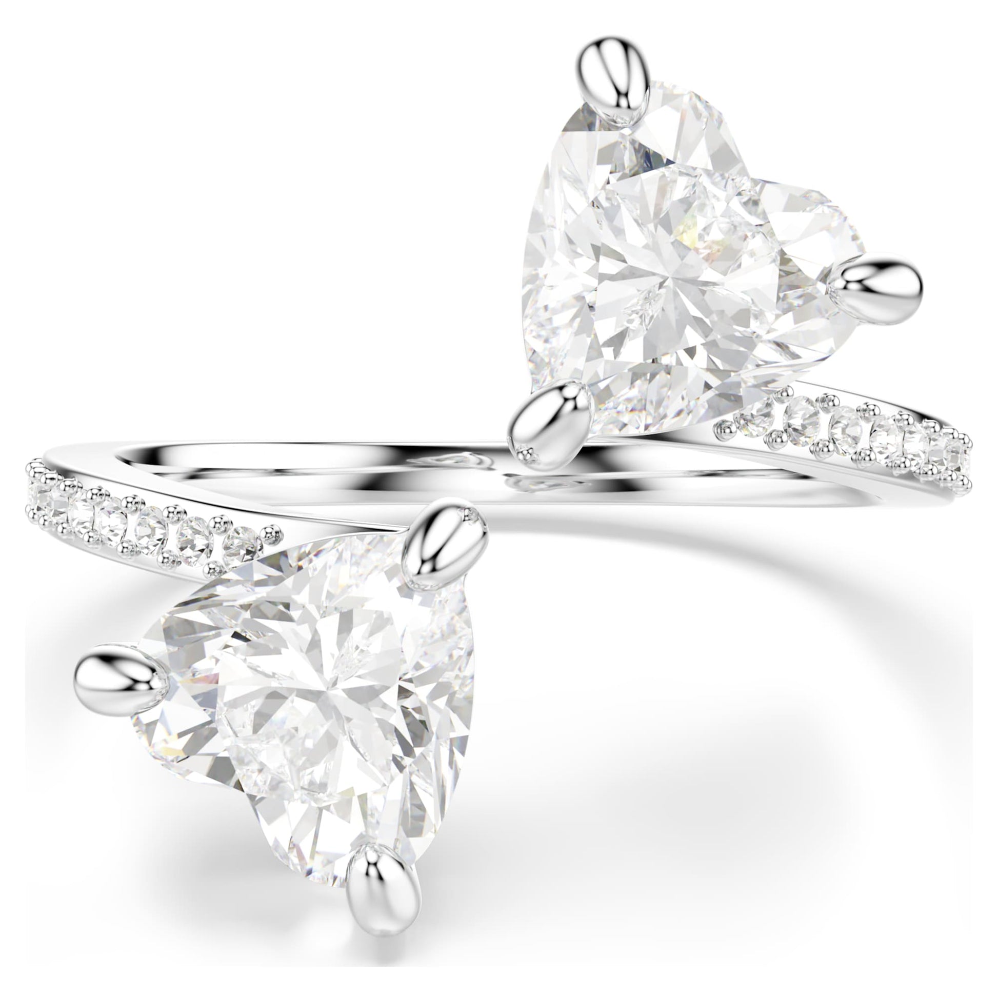 Swarovski Mesmera Attract open ring Heart cut, Pavé, Heart, White, Silver-tone finish 5705591