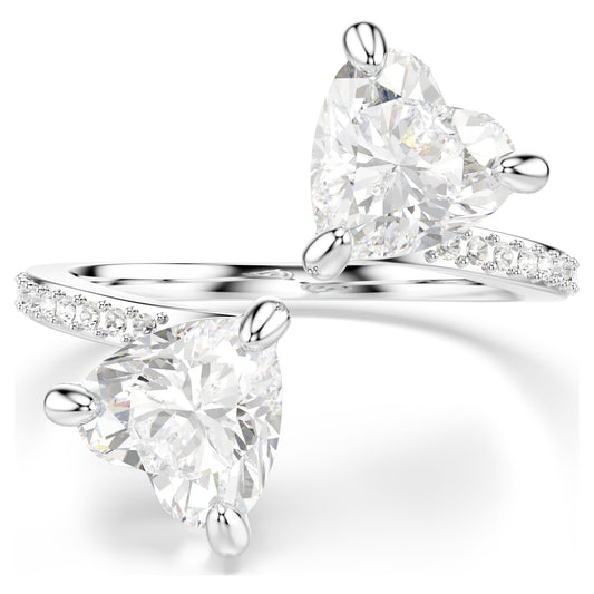 Swarovski Mesmera Attract open ring Heart cut, Pavé, Heart, White, Silver-tone finish 5705591