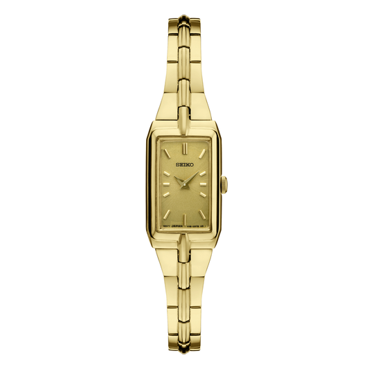 Seiko Essentials Collection SWR048, complete watch on square white canvas
