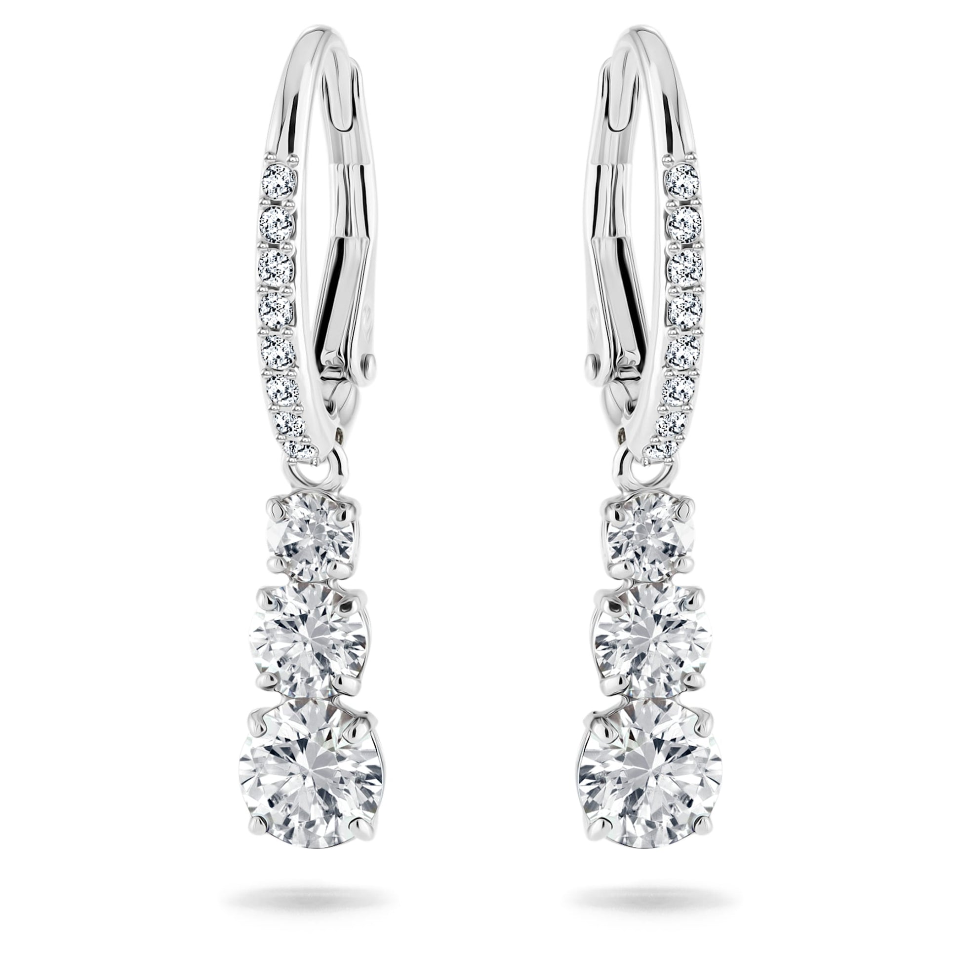 Swarovski Jewelry Stilla Attract hoop earrings Round cut, White, Rhodium plated 5416155
