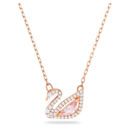 Swarovski Swan necklace Swan, Pink, Rose gold-tone plated 5469989, close-up detail