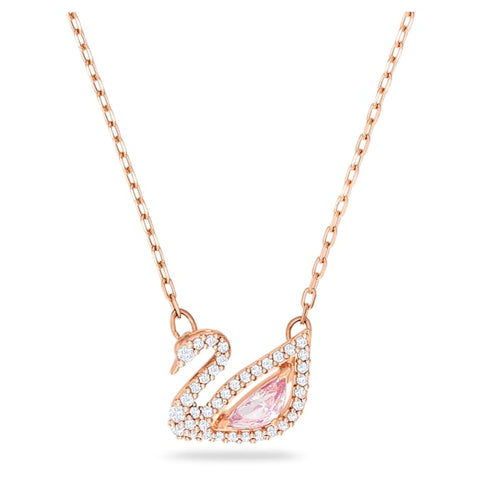 Swarovski Swan necklace Swan, Pink, Rose gold-tone plated 5469989, close-up detail