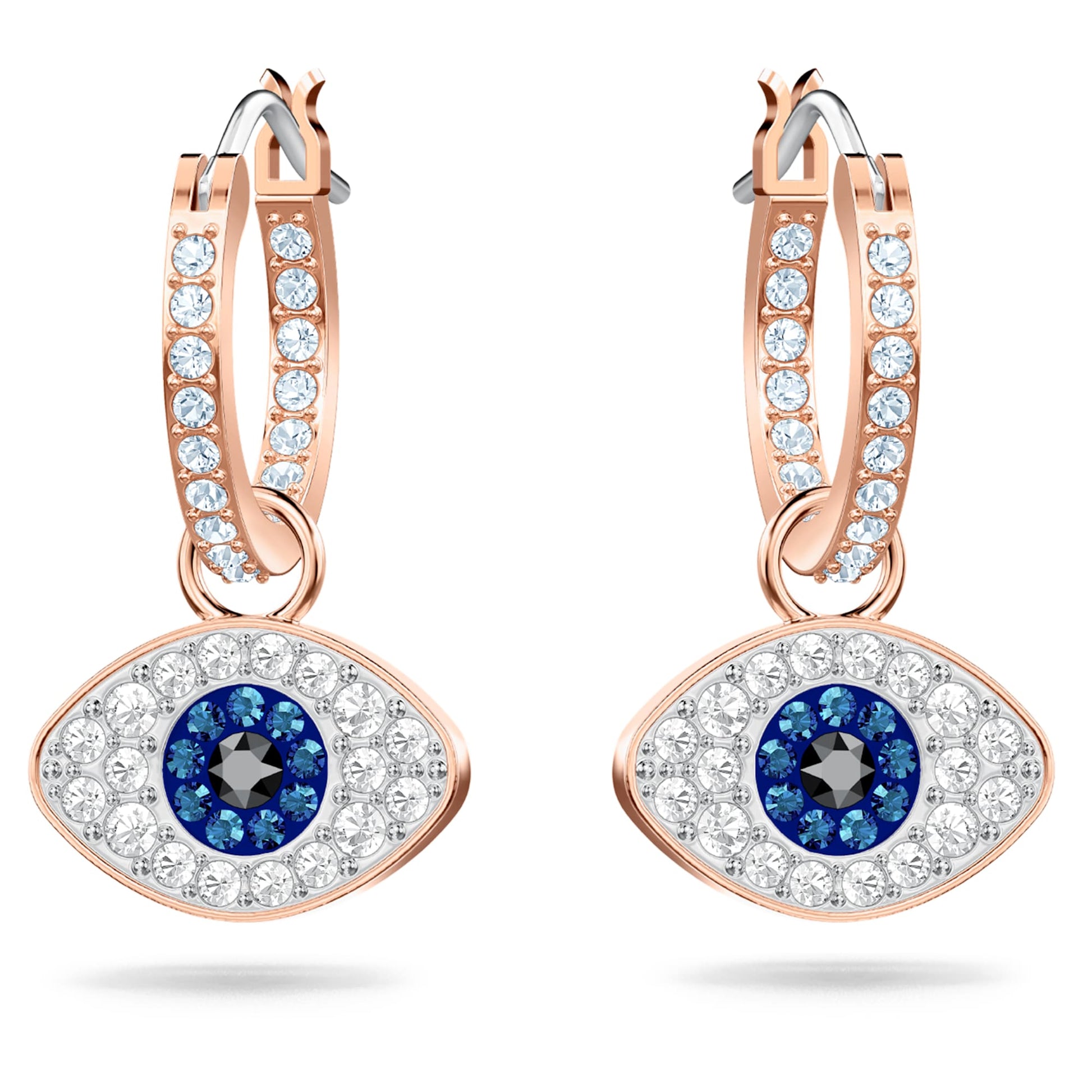 Swarovski Jewelry Symbolica hoop earrings Evil eye, Blue, Rose gold-tone plated 5425857