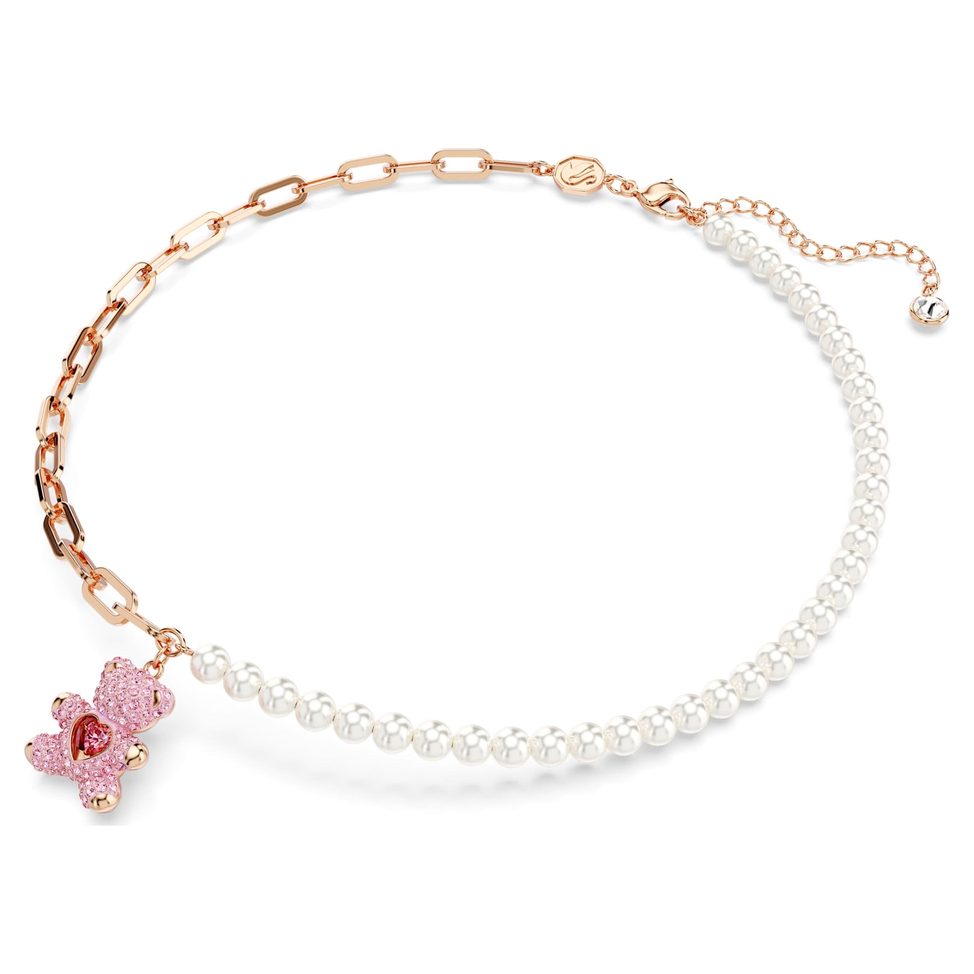 Swarovski Teddy pendant Crystal pearl, Bear, Pink, Rose gold-tone plated 5669166