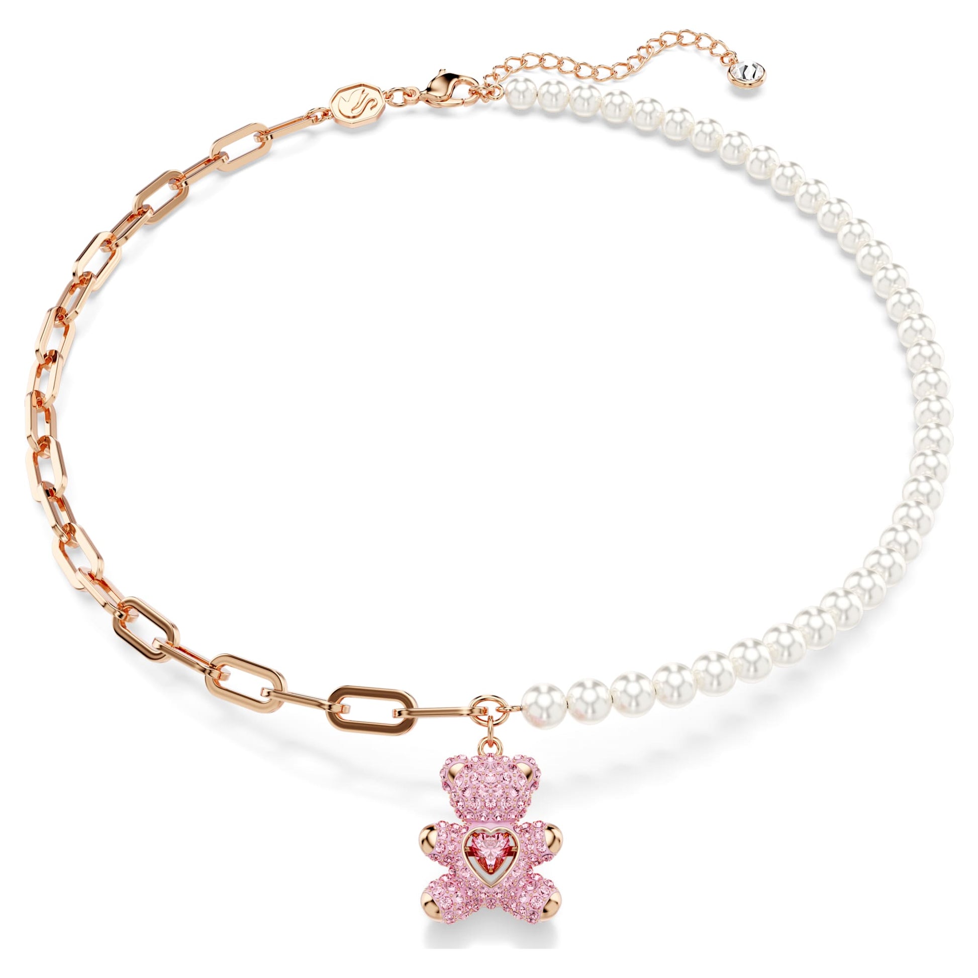 Swarovski Teddy pendant Crystal pearl, Bear, Pink, Rose gold-tone plated 5669166