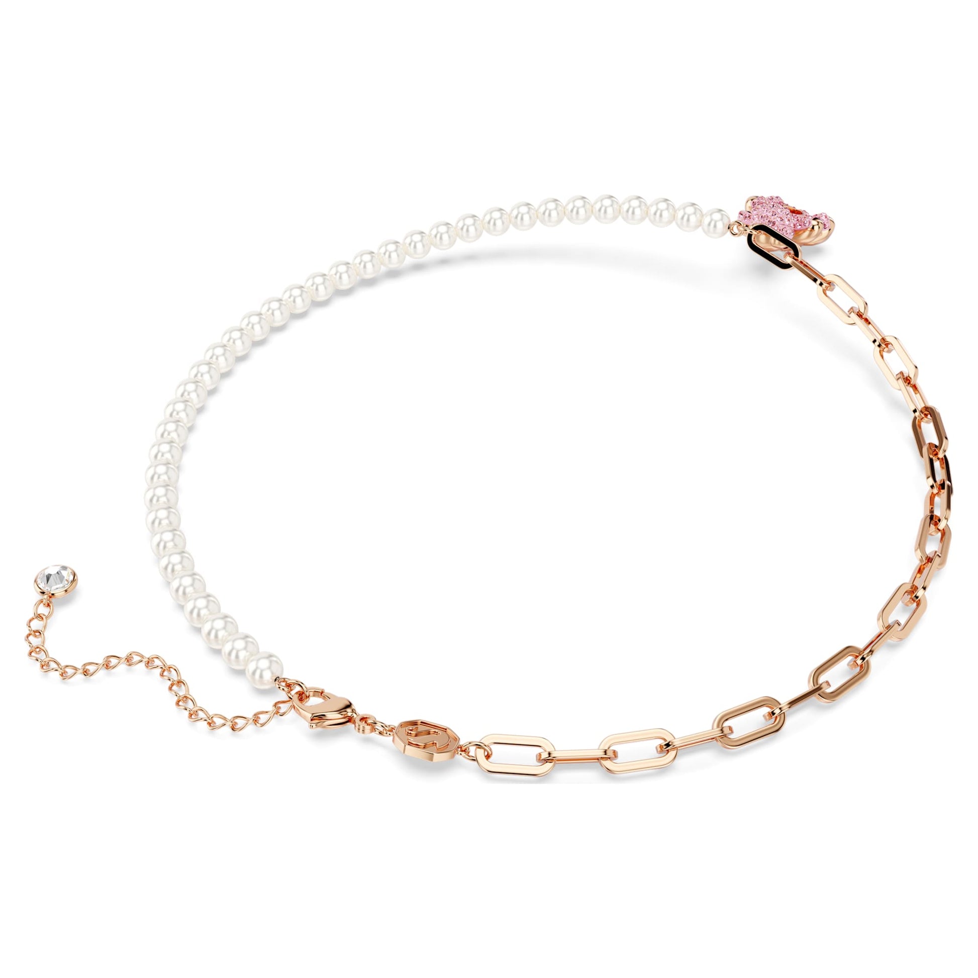 Swarovski Teddy pendant Crystal pearl, Bear, Pink, Rose gold-tone plated 5669166