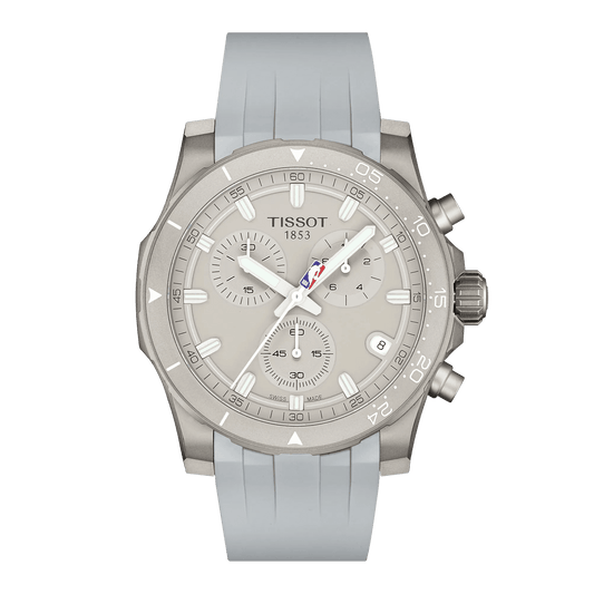 Tissot Supersport NBA 2026 T125.417.17.031.00 — Front view with gray dial and gray rubber strap