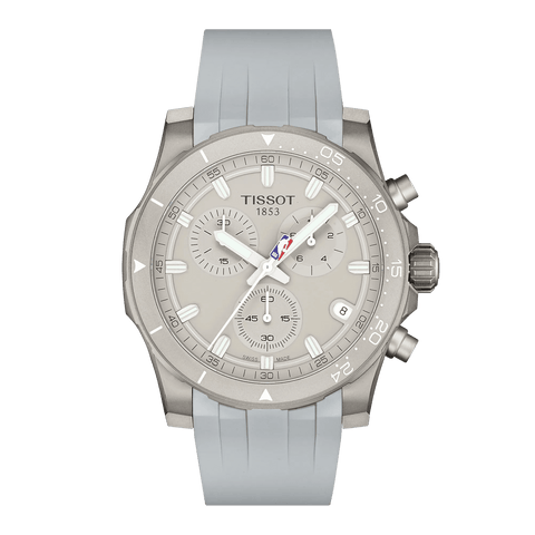 Tissot Supersport NBA 2026 T125.417.17.031.00 — Front view with gray dial and gray rubber strap