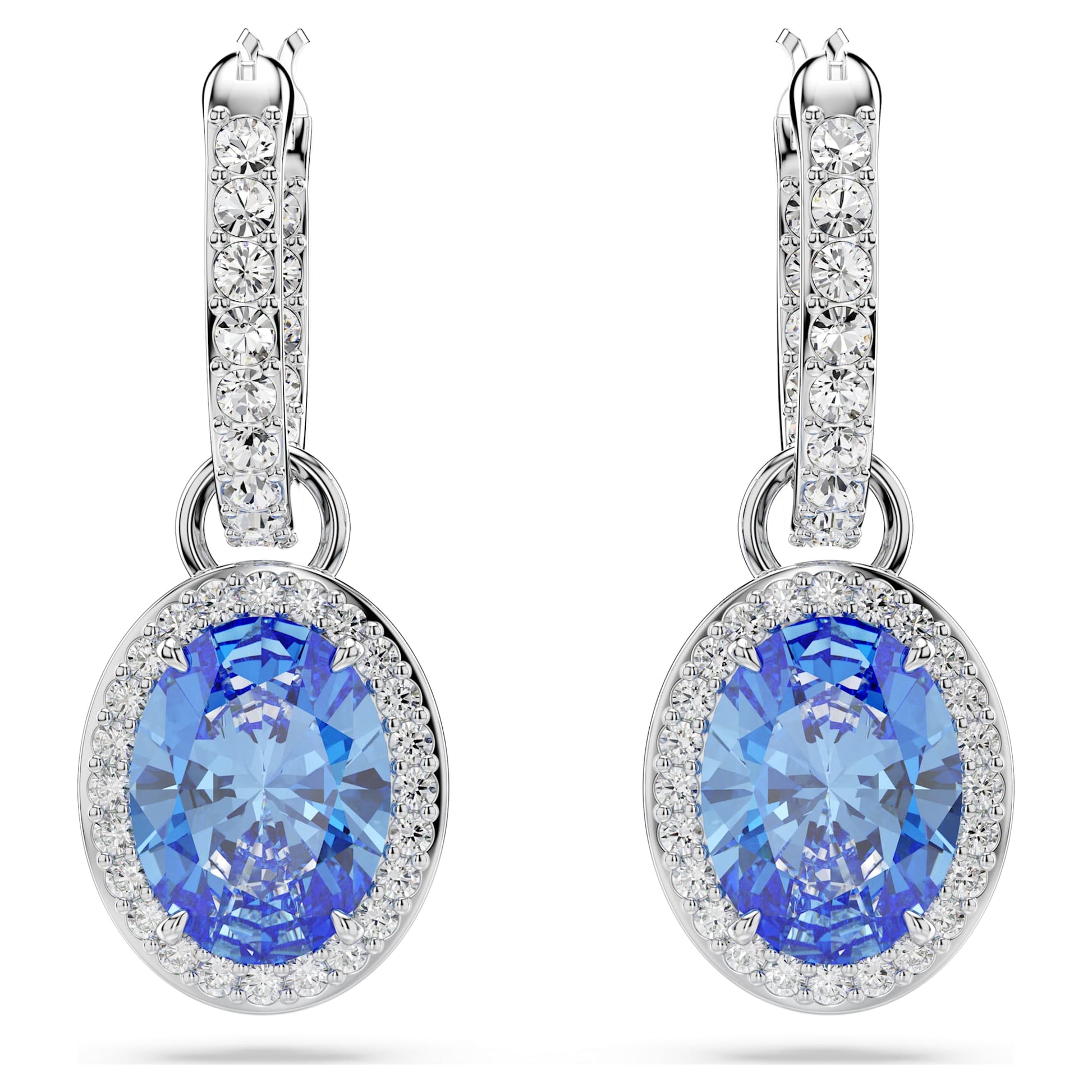 Swarovski Jewelry Una Angelic drop earrings Oval cut, Blue, Rhodium plated 5671817