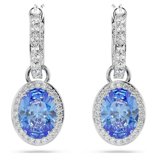 Swarovski Jewelry Una Angelic drop earrings Oval cut, Blue, Rhodium plated 5671817