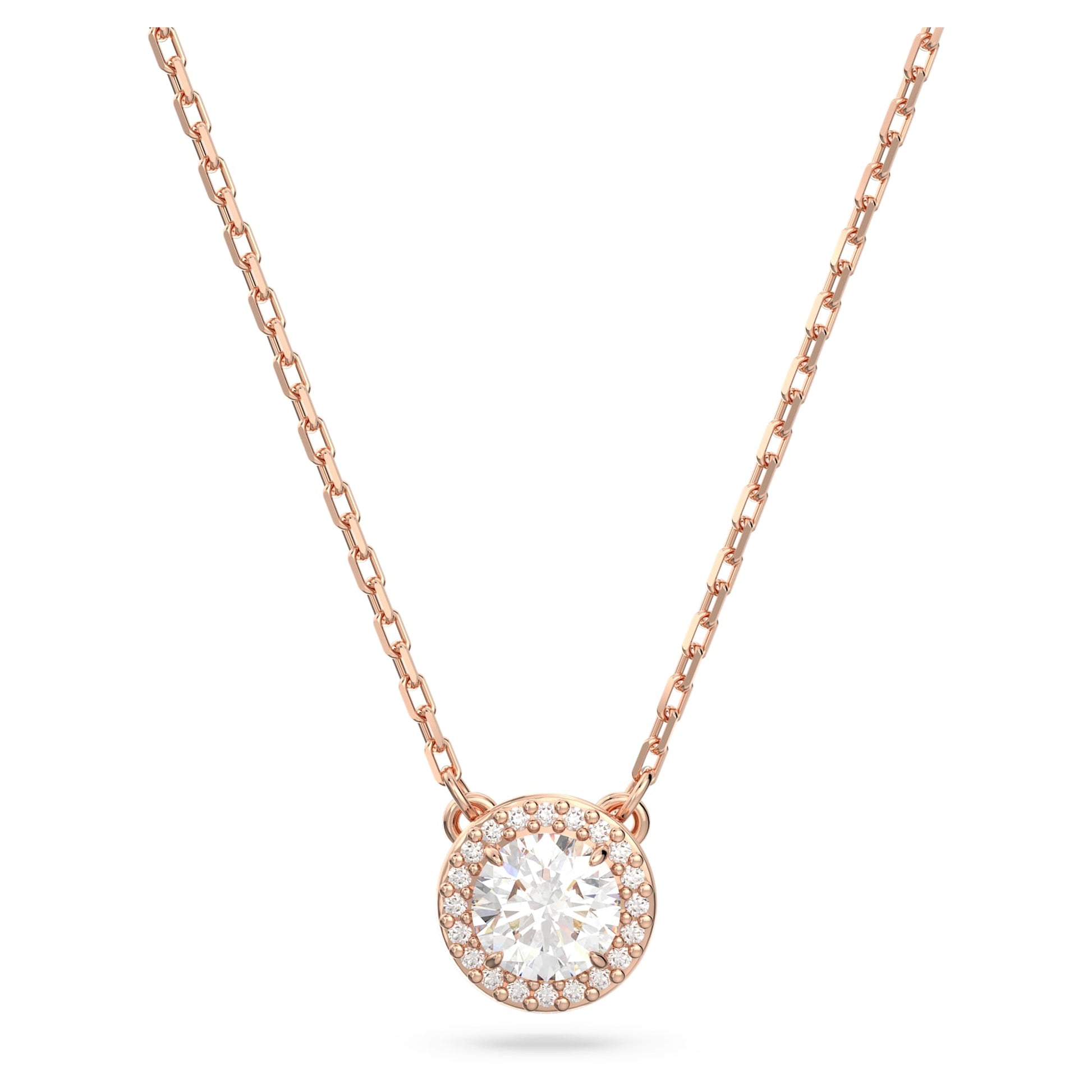 Swarovski Jewelry Una Angelic pendant Round cut, Pavé, White, Rose gold-tone plated 5636272
