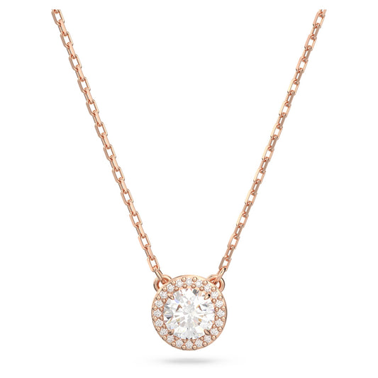 Swarovski Jewelry Una Angelic pendant Round cut, Pavé, White, Rose gold-tone plated 5636272