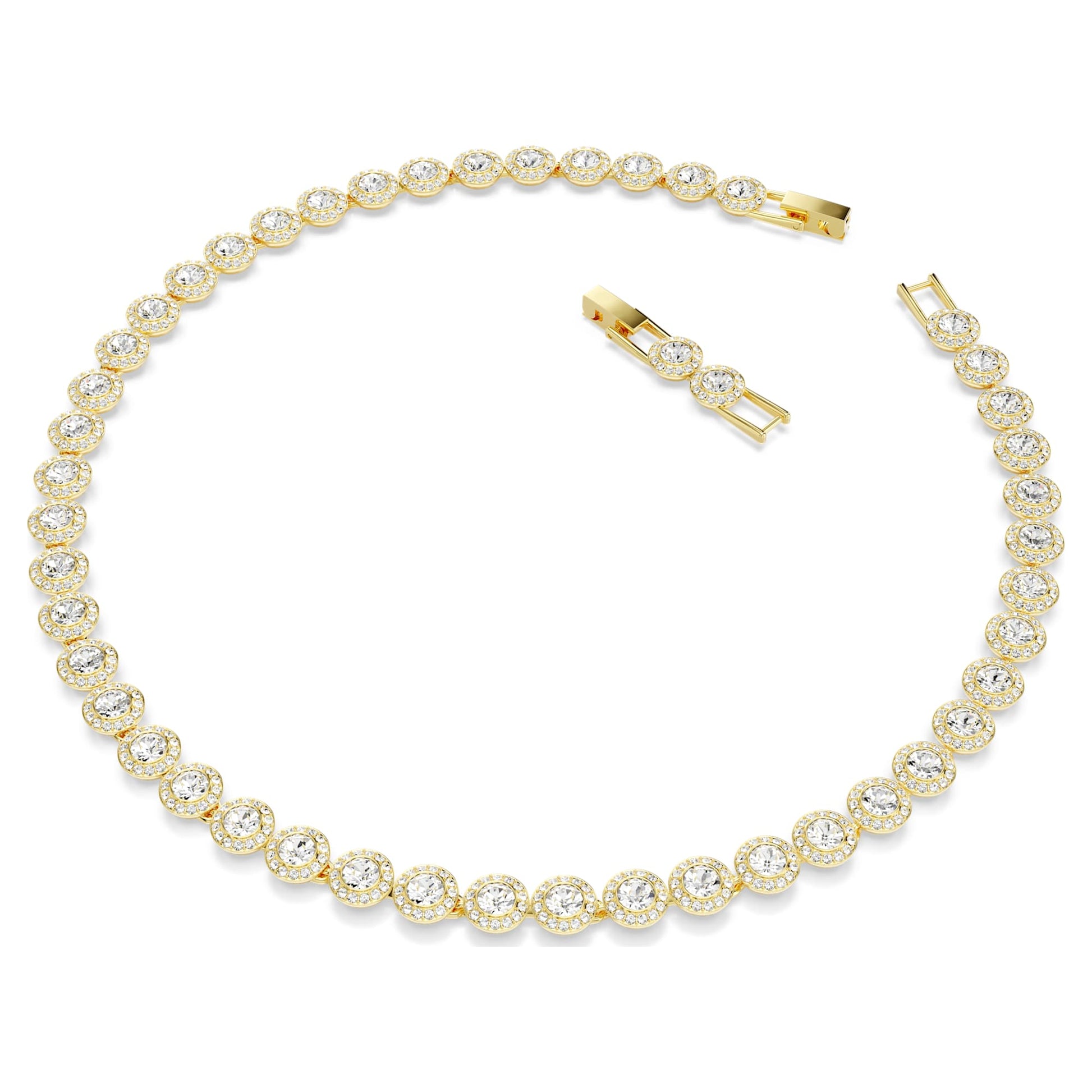 Swarovski Una Angelic Tennis necklace Round cut, White, Gold-tone plated 5720505