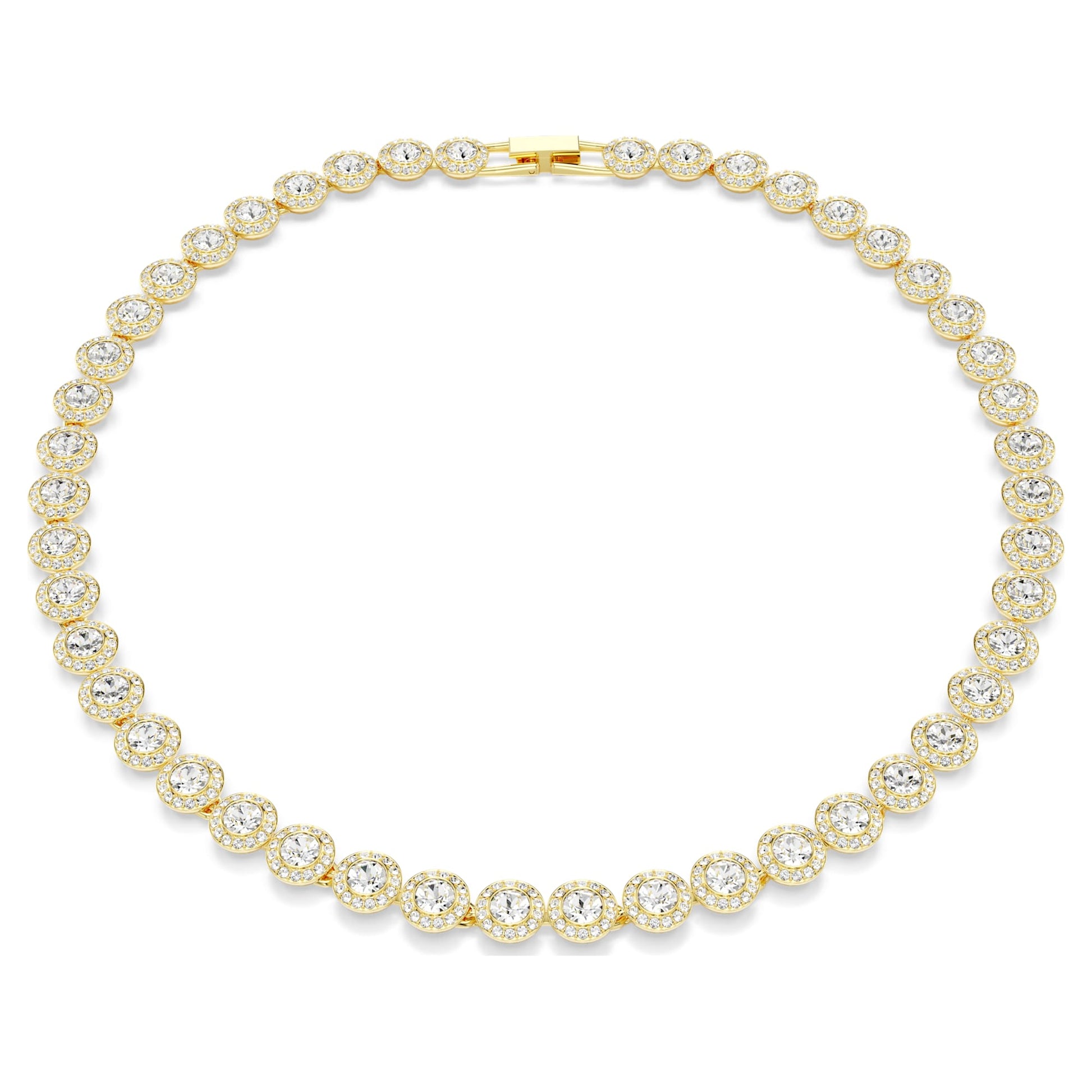 Swarovski Una Angelic Tennis necklace Round cut, White, Gold-tone plated 5720505