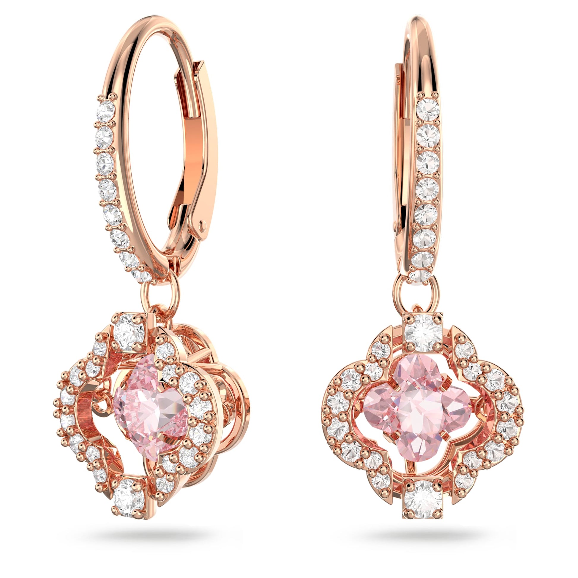 Swarovski Jewelry Una drop earrings Clover, Pink, Rose gold-tone plated 5516477