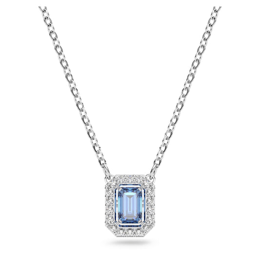 Swarovski Jewelry Una necklace Octagon cut, Blue, Rhodium plated 5614926