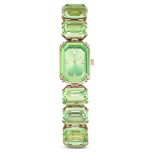 Octagon cut bracelet, Green, Champagne gold-tone finish Watch 5729842