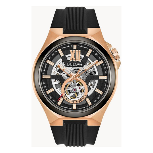 Bulova Maquina Automatic Skeleton 98A177, complete watch front view