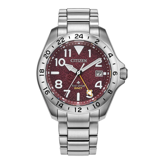 Citizen Promaster Land GMT BJ7150-50W, complete watch, centered front view