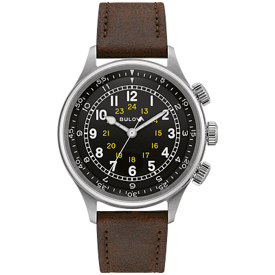 Bulova Black Leather Strap | 20mm 9S20001