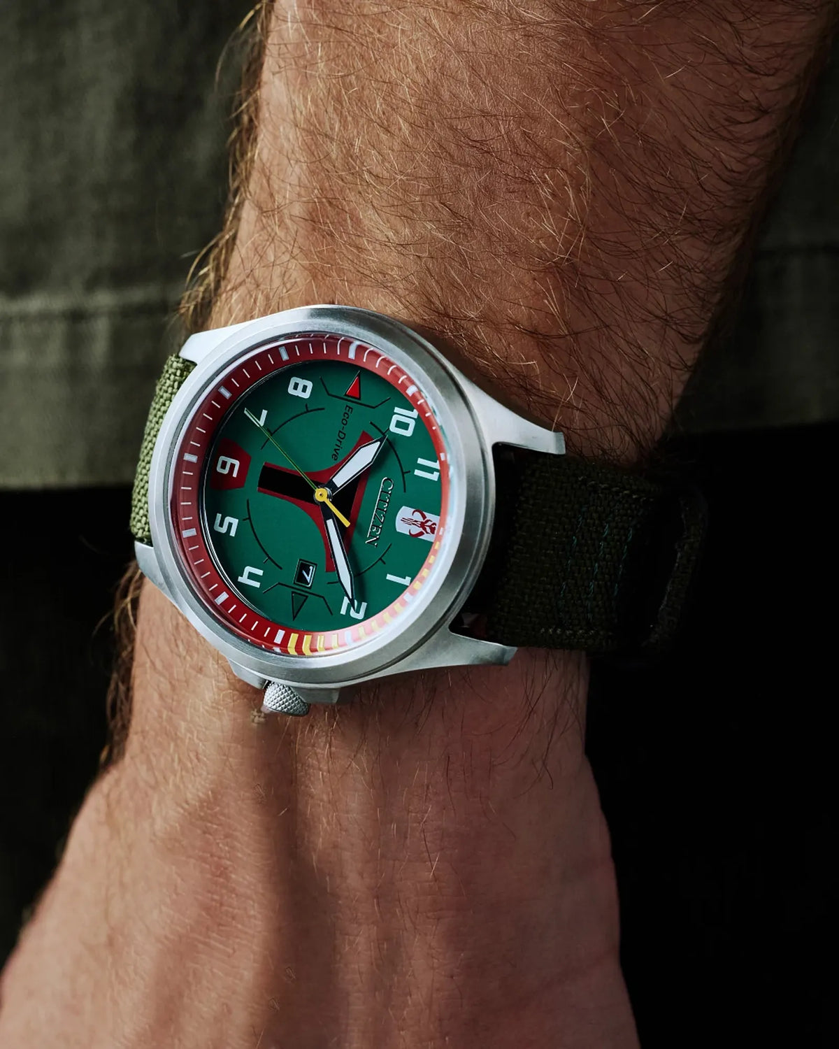 Citizen Boba Fett Star Wars AW1418-06W — On-wrist view