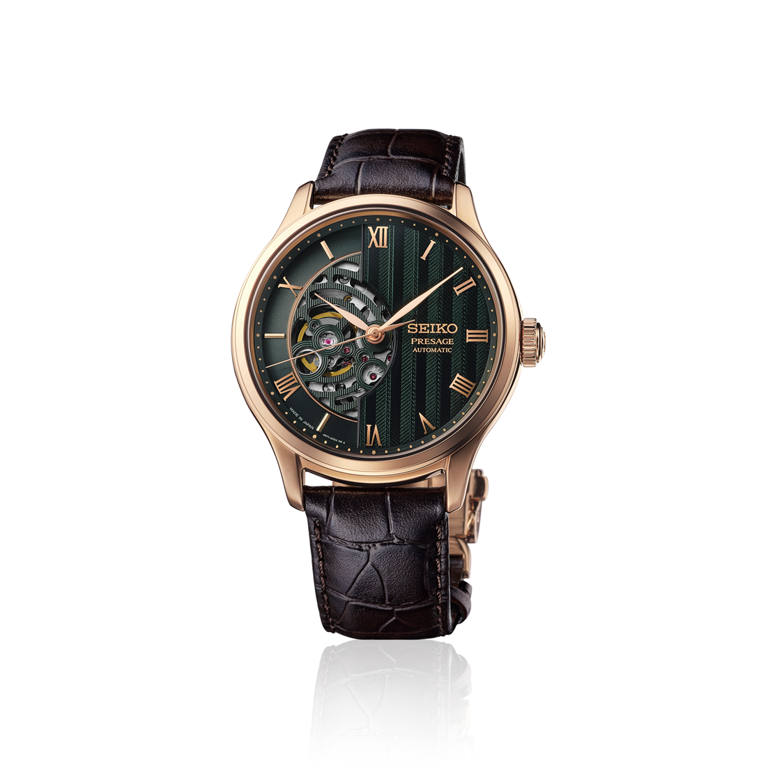 Seiko Presage HCB007 caseback and strap detail