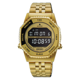 Seiko Rotocall HFL003 gold-tone digital watch, front view