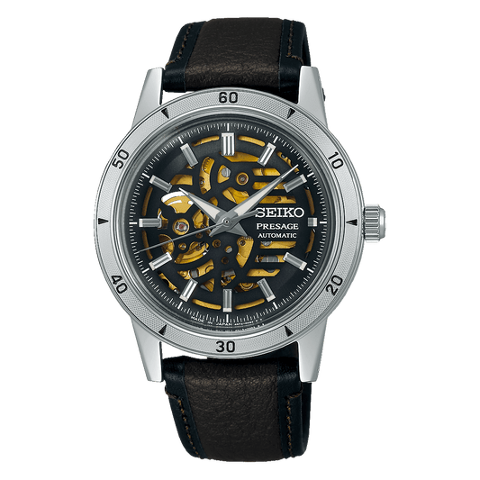 Seiko Presage Style 60s SS Automatic Black/Skeleton Dial SSA461