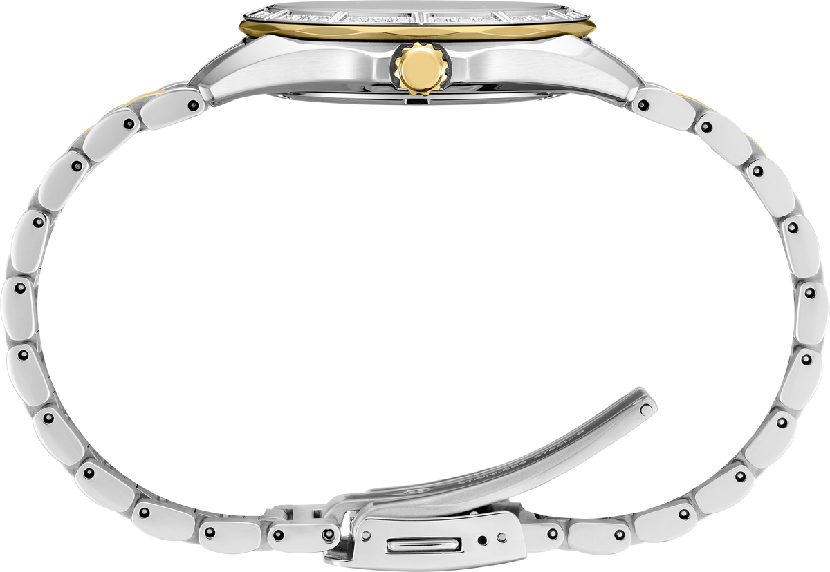 Seiko Prospex SUR622 mother-of-pearl dial and diamond bezel, angled view