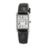 Seiko Essentials SWR107 ladies' quartz watch with leather strap, front view