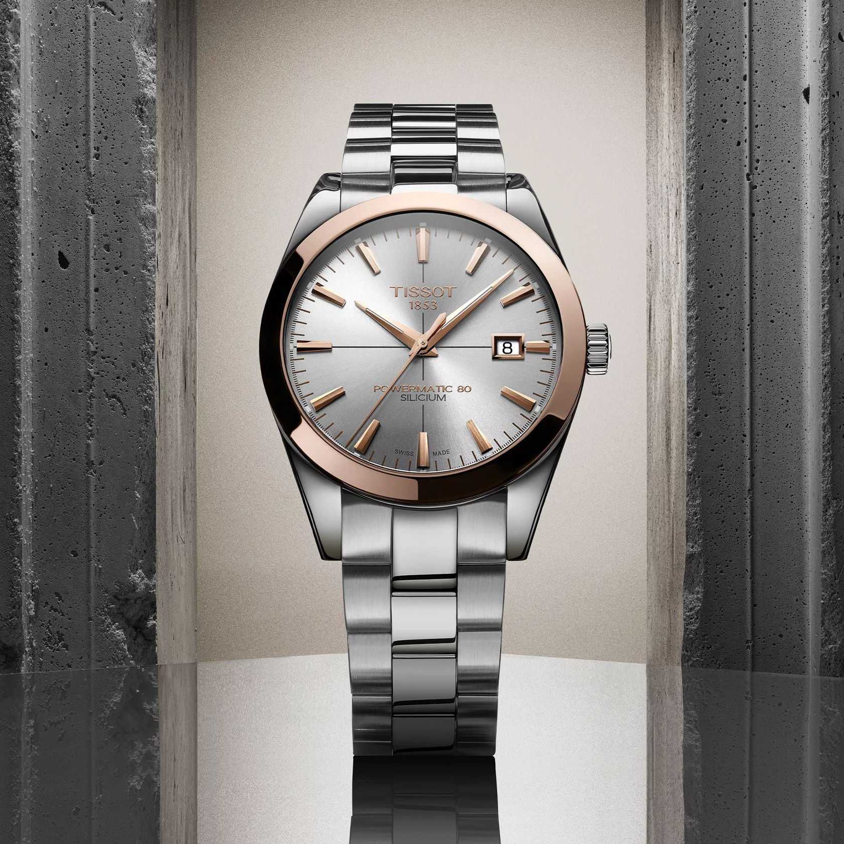 Tissot Gentleman Powermatic 80 Silicium Solid 18K Gold bezel Watch T927.407.41.031.00