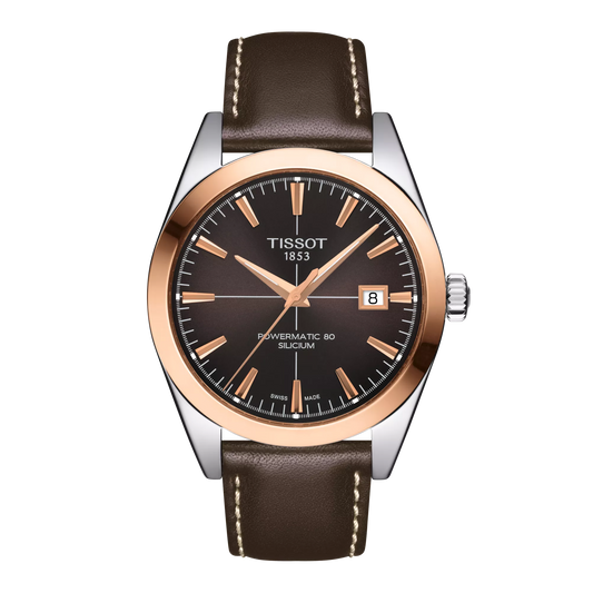 Tissot Gentleman Powermatic 80 Silicium Solid 18K Gold bezel Watch T927.407.46.291.00
