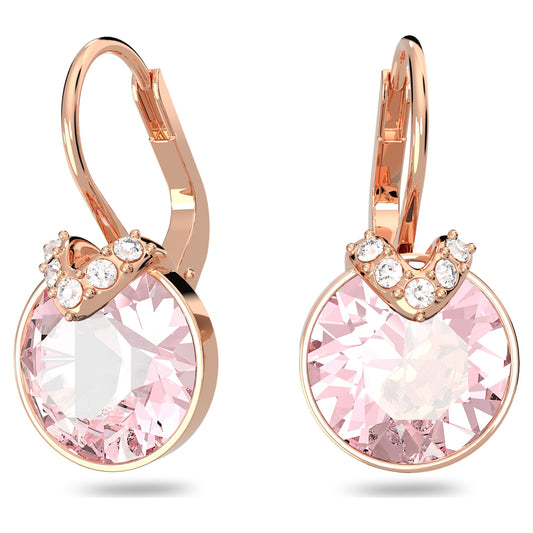 Swarovski Jewelry Bella V drop earrings Round cut, Pink, Rose gold-tone plated 5662114