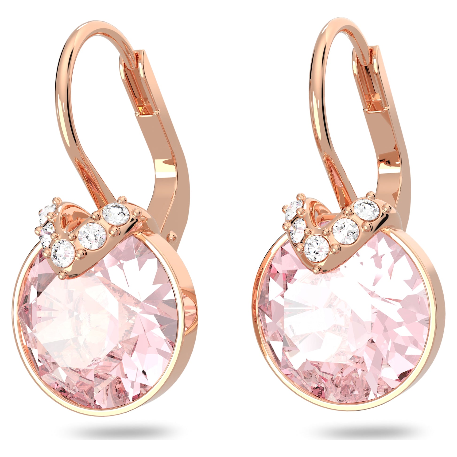 Swarovski Jewelry Bella V drop earrings Round cut, Pink, Rose gold-tone plated 5662114