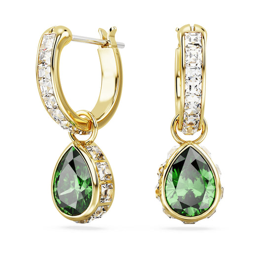 Swarovski Jewelry Chroma drop earrings Pear cut, Green, Gold-tone plated 5662922