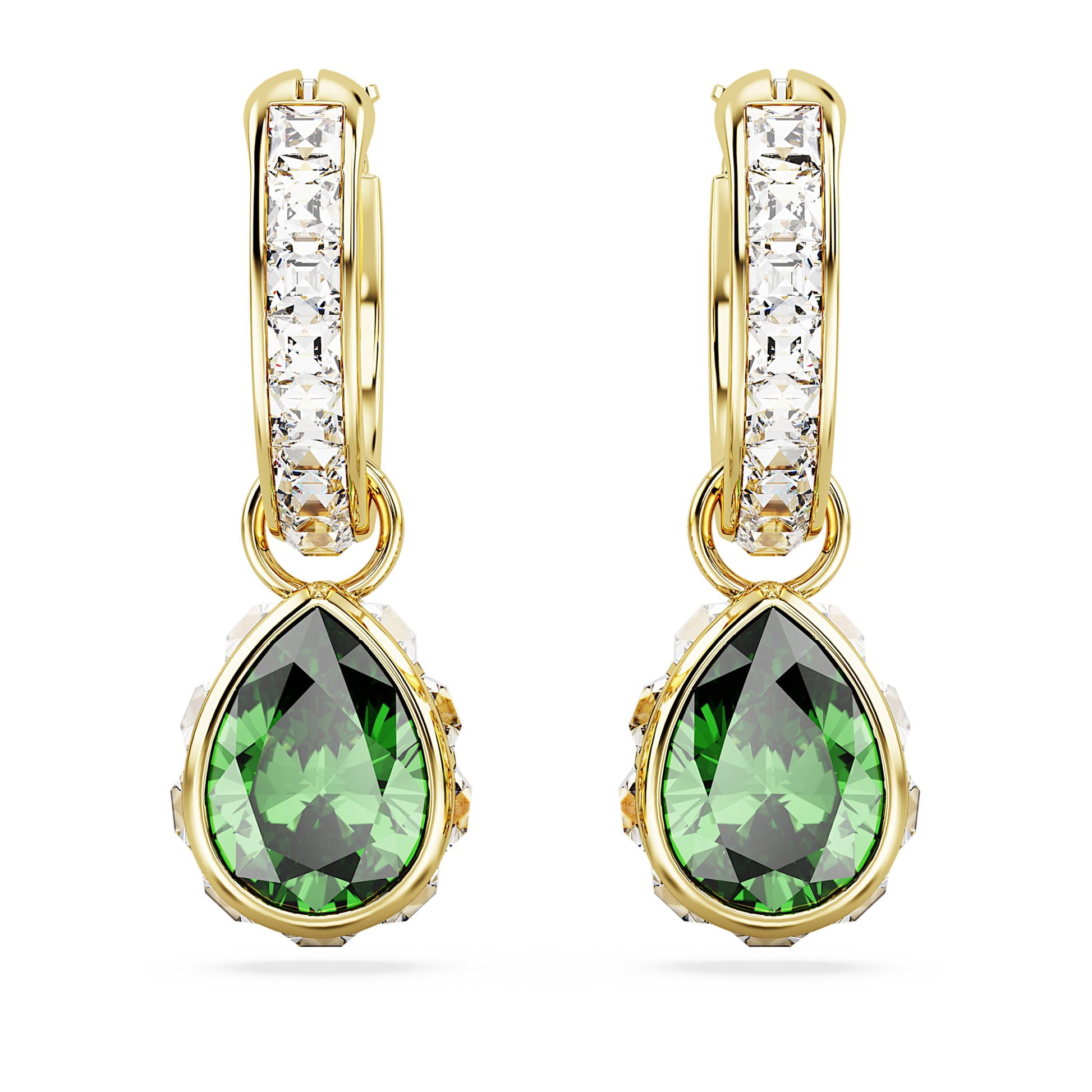 Swarovski Jewelry Chroma drop earrings Pear cut, Green, Gold-tone plated 5662922