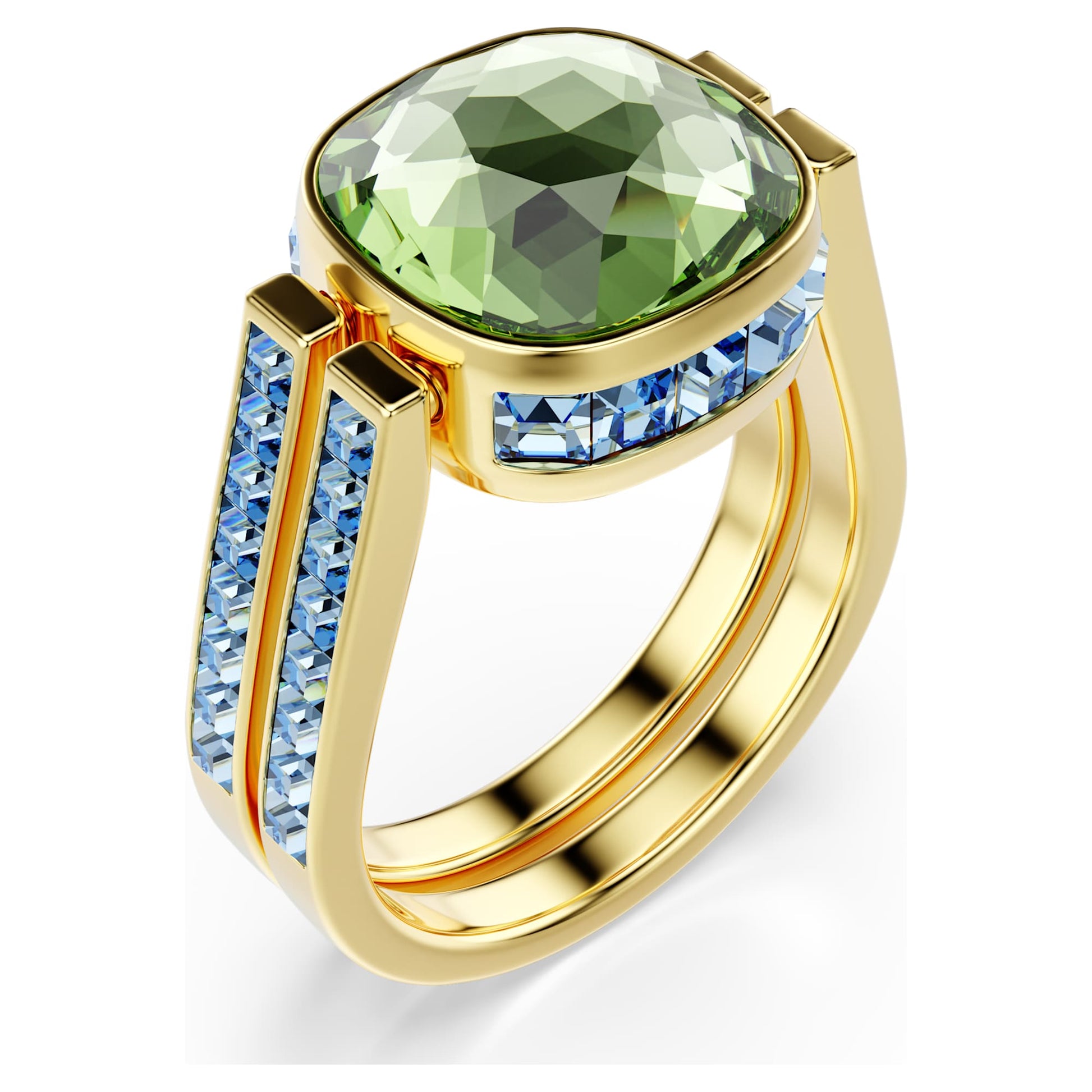 Swarovski Chroma ring Cushion cut, Multicolored, Gold-tone plated 5706304
