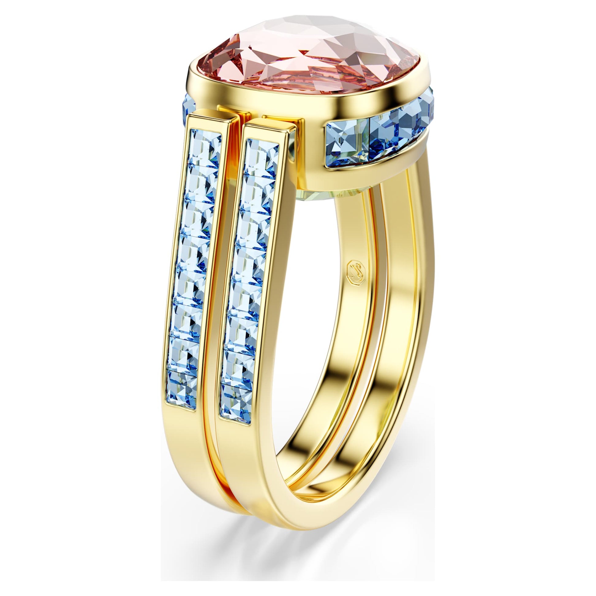 Swarovski Chroma ring Cushion cut, Multicolored, Gold-tone plated 5706304