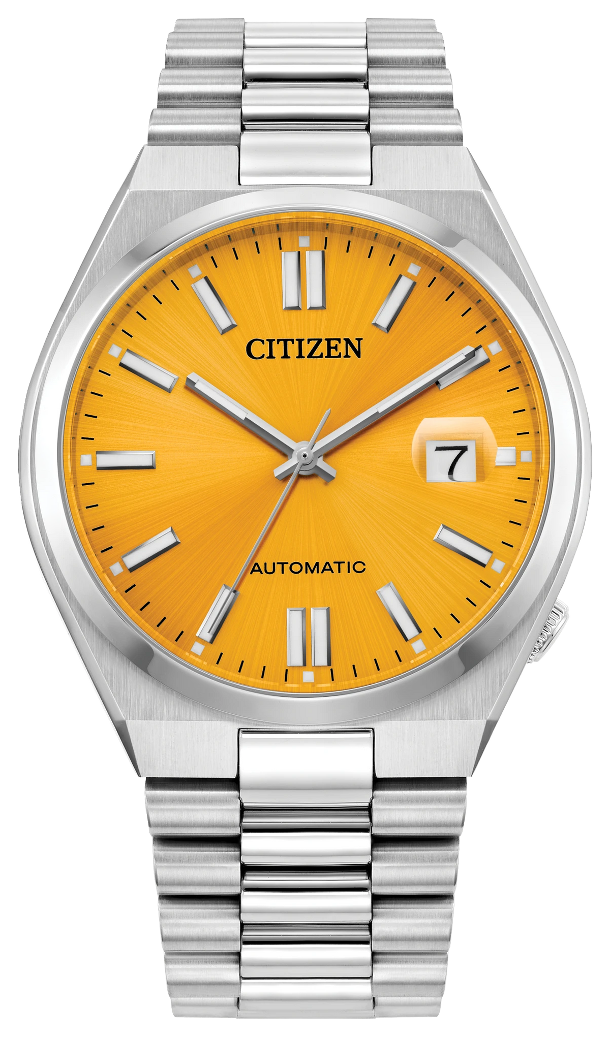 Citizen Tsuyosa NJ0150-56Z yellow dial stainless steel watch, front view