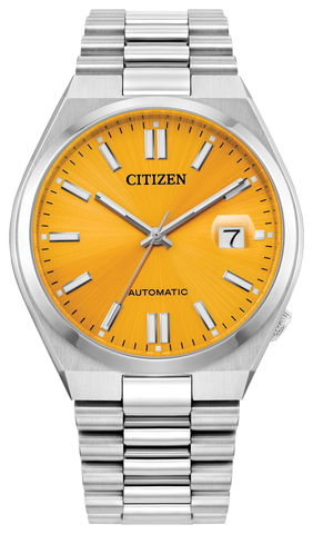 Citizen Tsuyosa NJ0150-56Z yellow dial stainless steel watch, front view