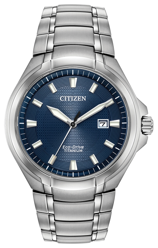 Citizen Paradigm BM7431-51L with blue dial and silver-tone Super Titanium bracelet