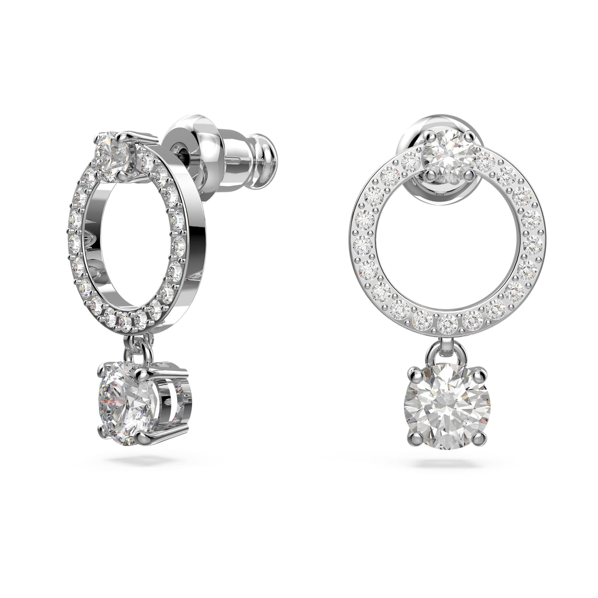 Swarovski Jewelry Constella hoop earrings  Round cut, White, Rhodium plated 5563278