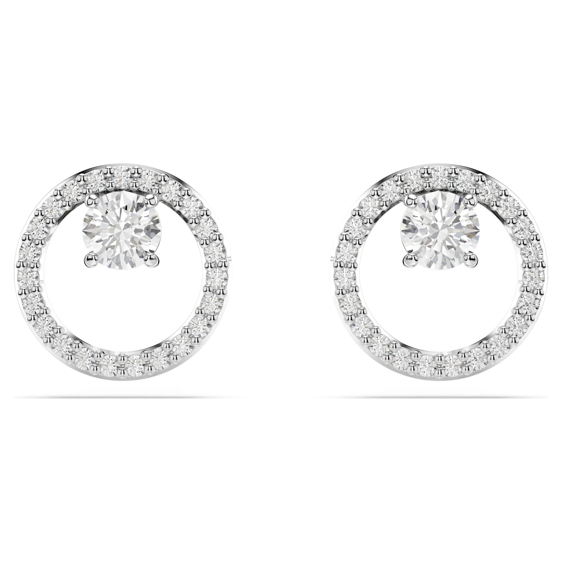 Swarovski Jewelry Constella stud earrings Round cut, White, Rhodium plated 5692262